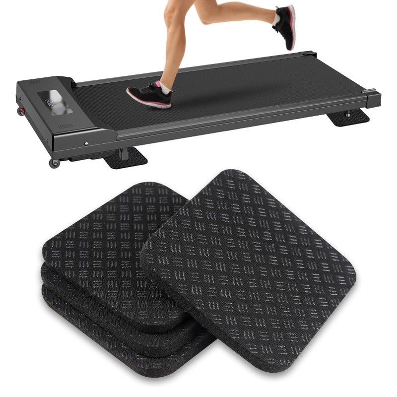 TRINKA 4 Pcs Walking Pad Mat, Treadmill Mat Pads, 4"" x 4"" x 0.2"" Double-Sided Non-Slip Exercise Equipment Mat, High Density Silicone Anti Vibration Pad for Protect Floors, Noise Reduction - Image 1